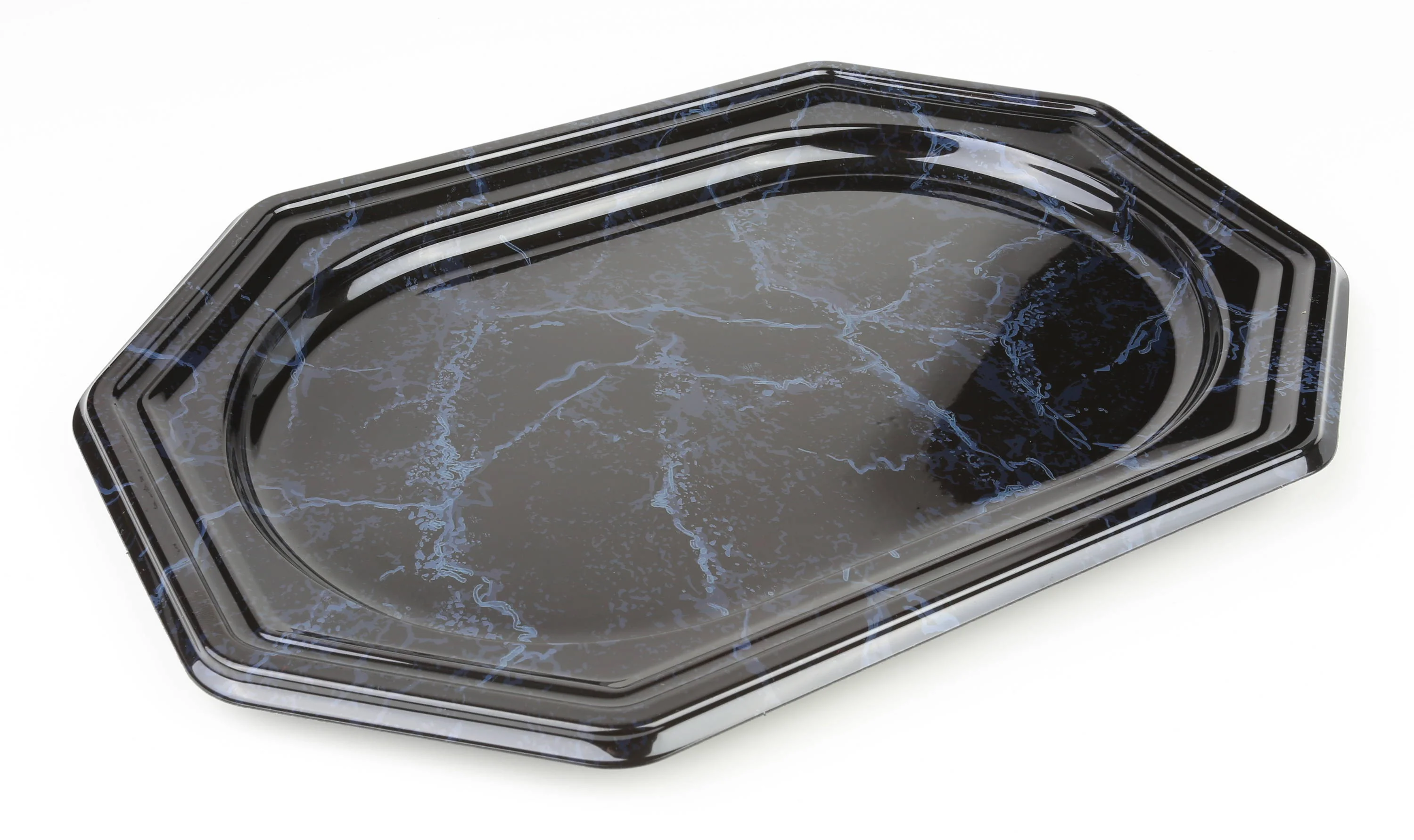 Platte, octagonal, 8-eckig, schwarz-marm- 