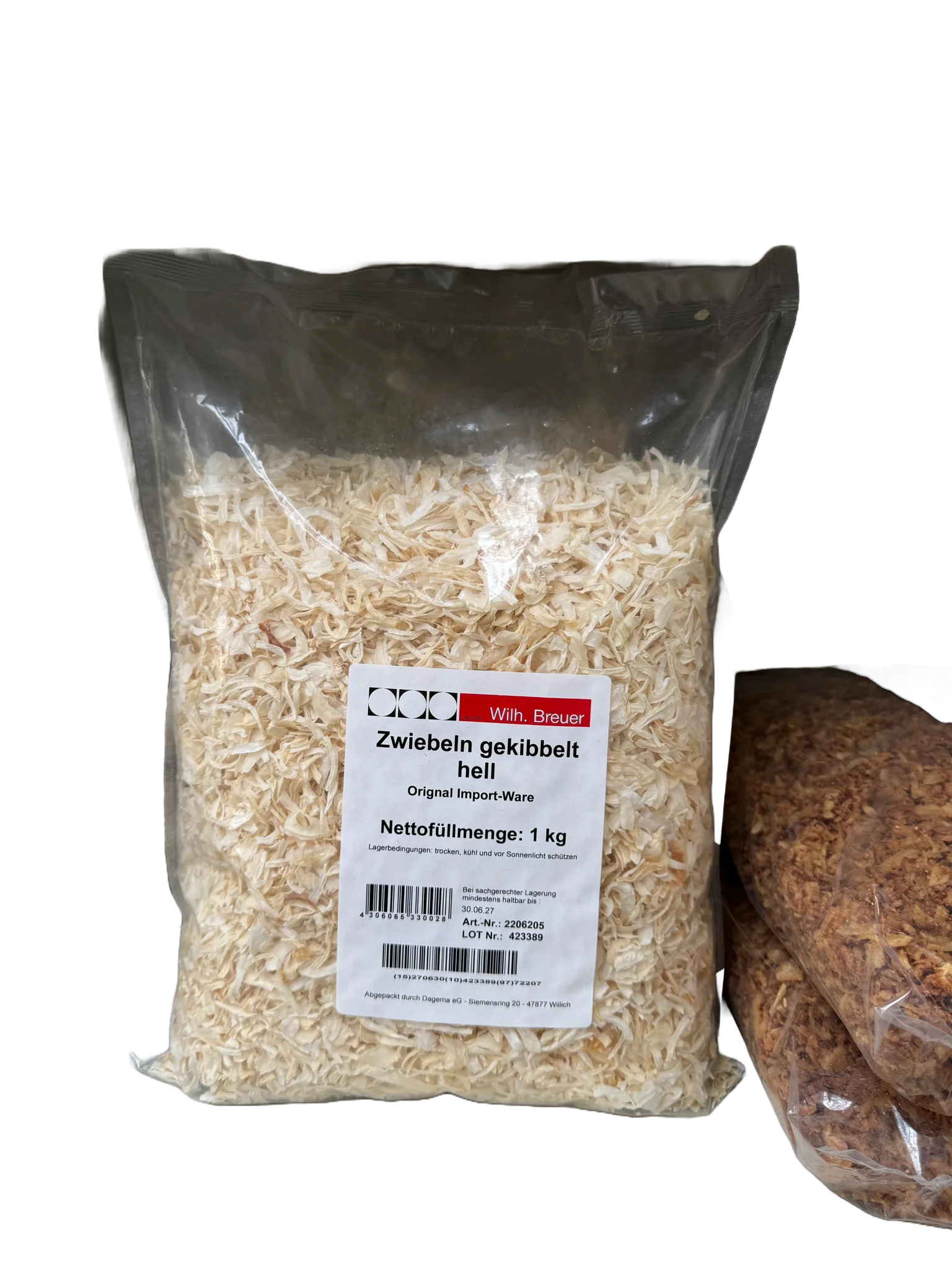 Zwiebeln gekibbelt hell, 1 Kg im Folienbeutel 