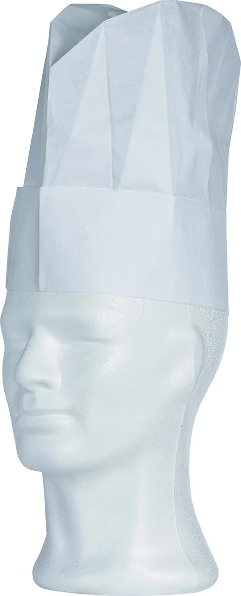 Kochmütze, Krepppapier, weiß Höhe: 25 cm 