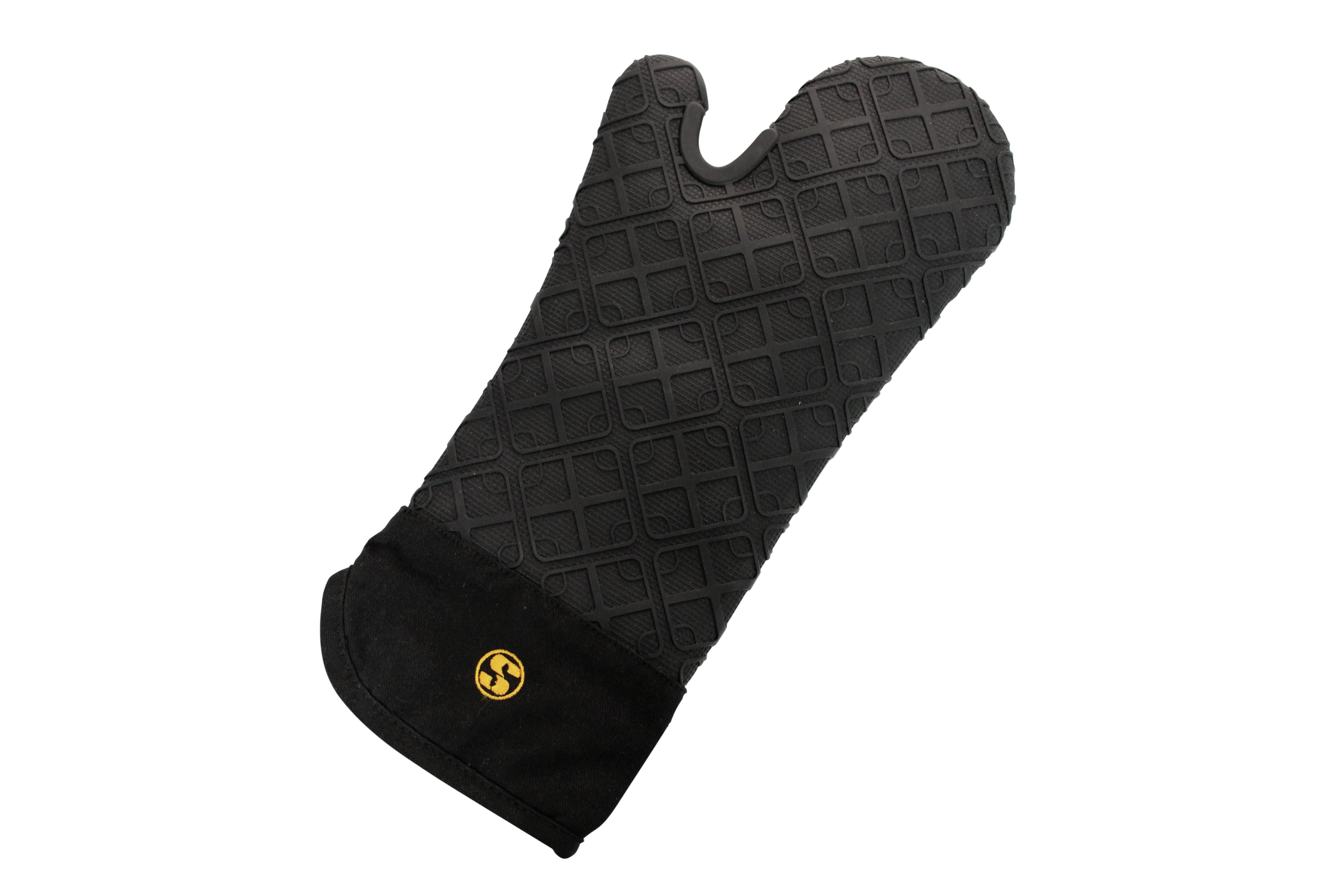Backhandschuhe Silikon, 38cm, schwarz mit Stulpe 