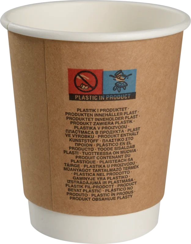 Kaffeebecher Kraft Braun PE 0,2 l Doppelwandig