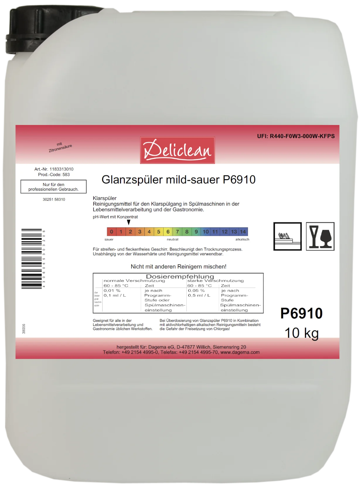 Glanzspüler für Gewerbe-Spülm. P6910, 10 kg Kan. 