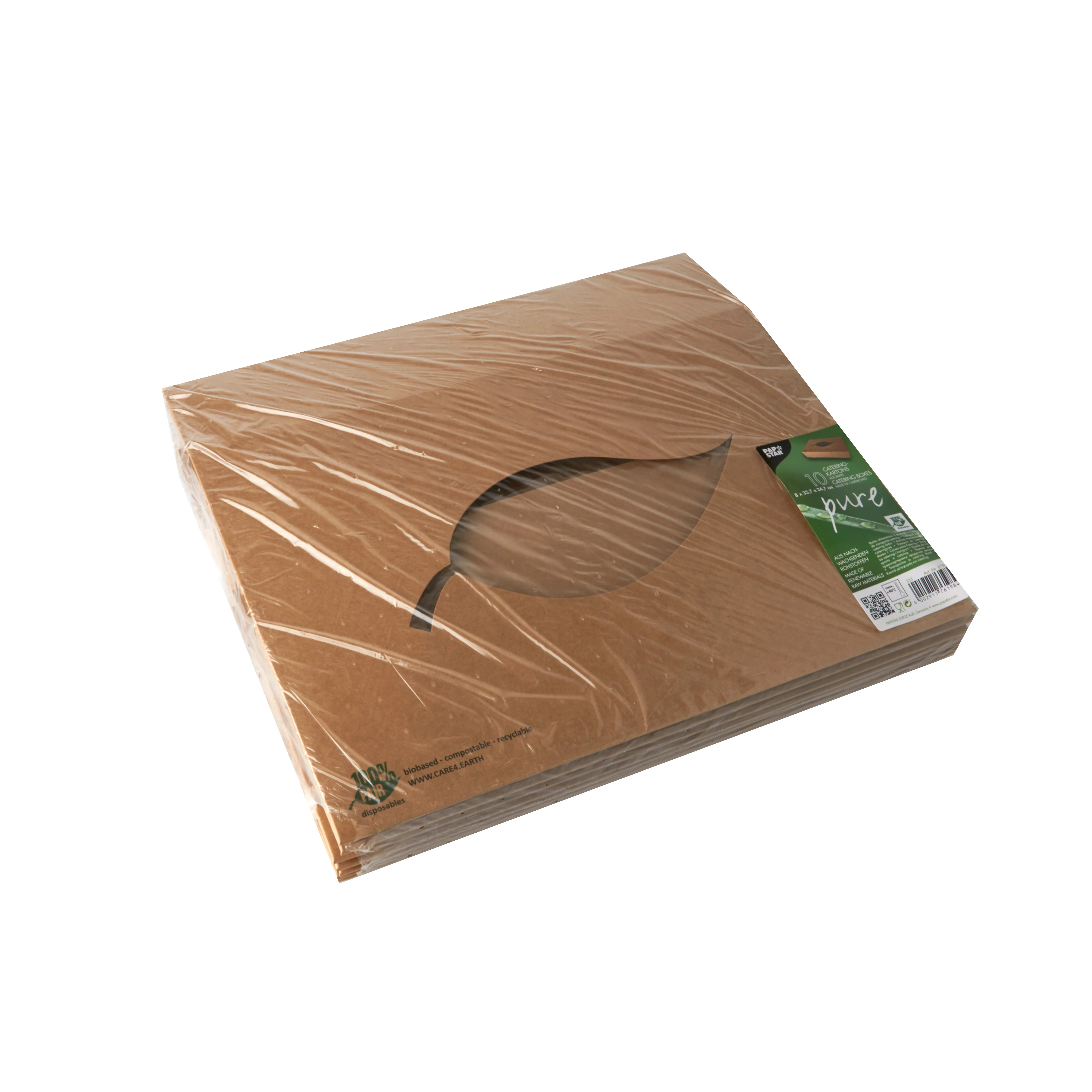 Transportkarton 357x247x80 Pure Klein braun mit Sichtfenster PLA