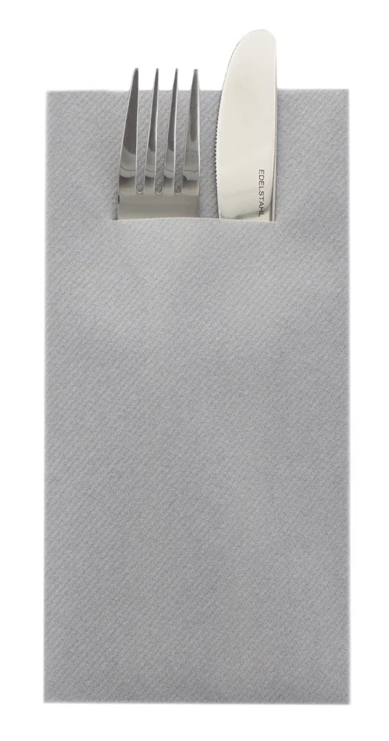Bestecktasche Airlaid 40x40cm, 1/8 Falz grau 