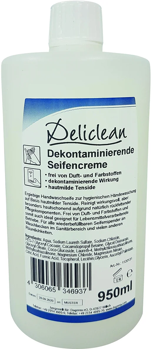 Seifencreme HD 950 ml, Rundflasche Kombinationsseife (Desinfektion/Reinigung)