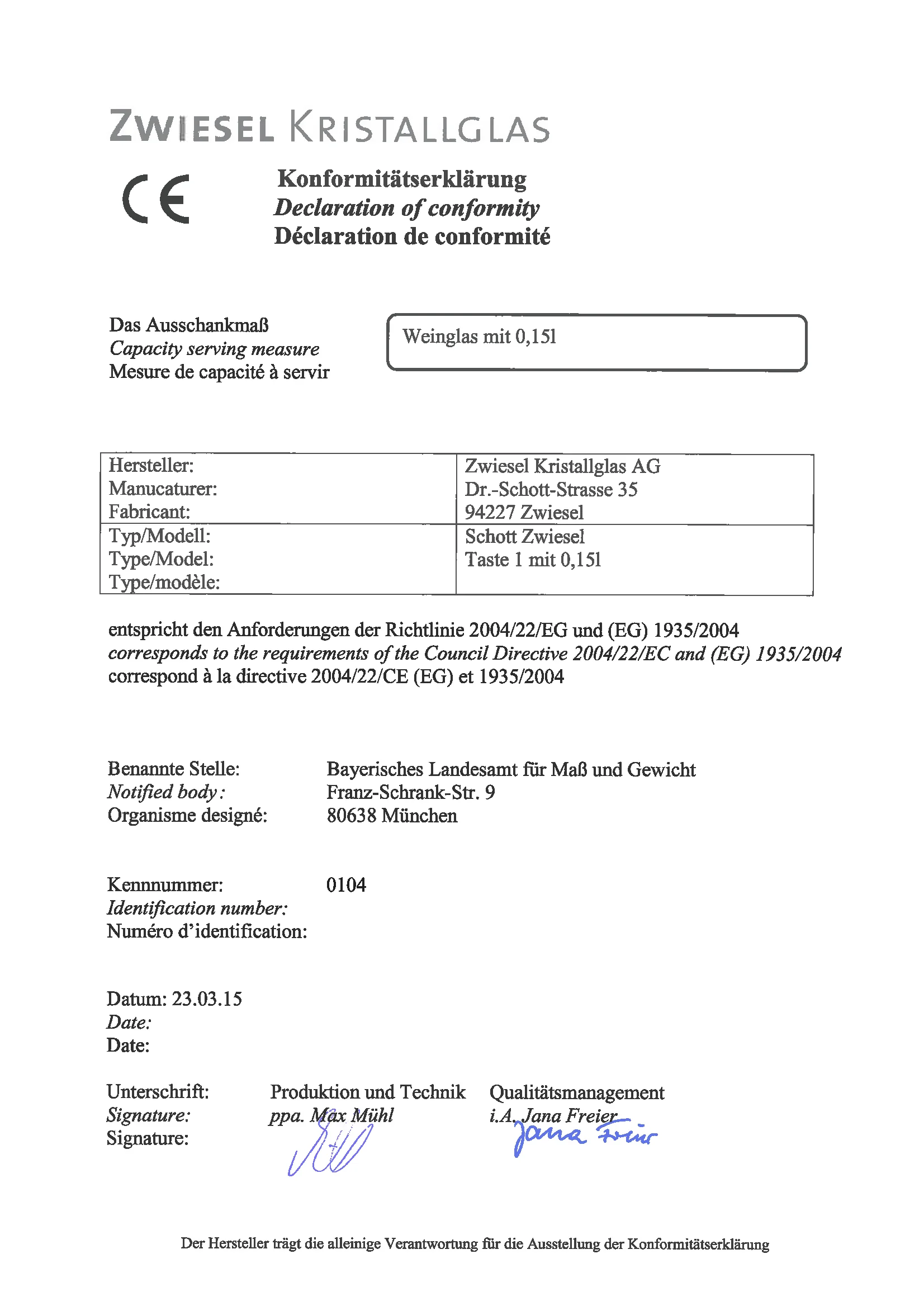 Rotwein Taste Nr. 1, 0,15 l /-/ 
