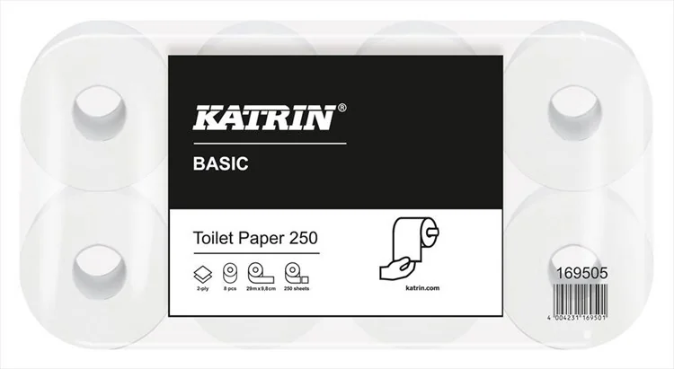Toilettenpapier 2-lagig, KATRIN Basic, 250 Blatt 
