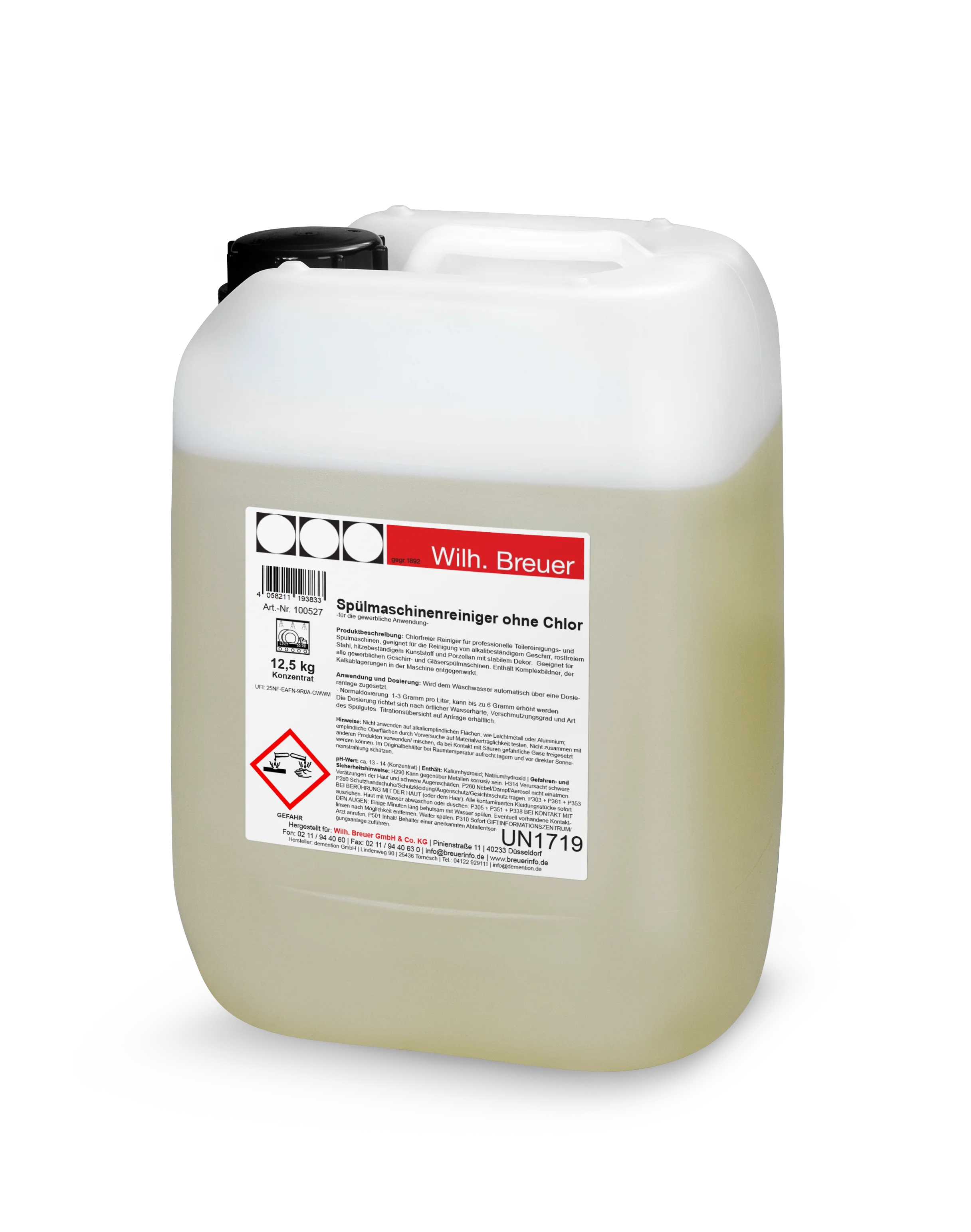 Spülmaschinenreiniger BREUER 12,5Kg flüssig, chlorfreier Spülmaschinenreiniger