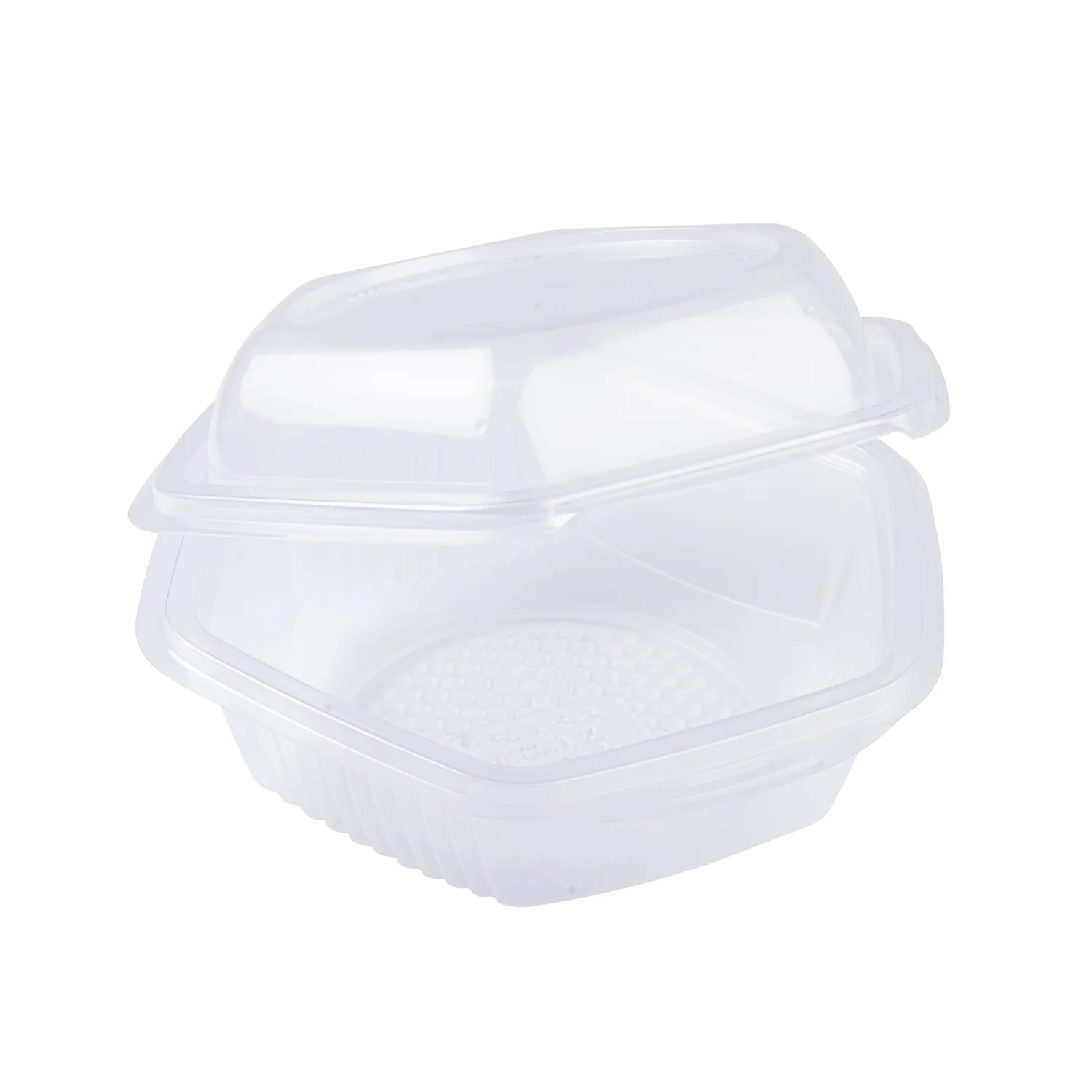 Salatbecher sechseck mit anhängendem Deckel 375 g 
